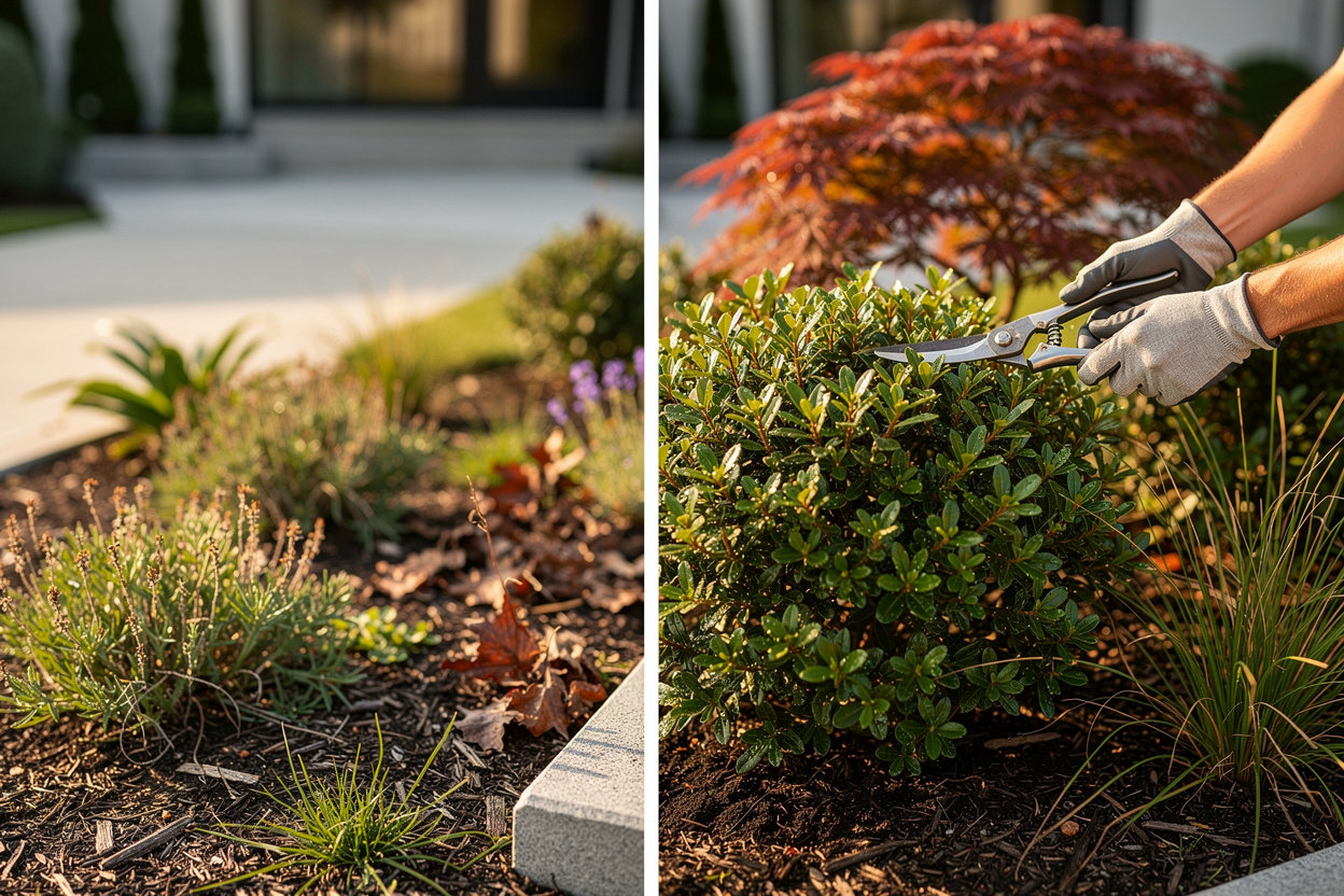 StoneFern Landscapes professional maintenance team caring for a beautiful Portland yard with native plants and seasonal updates
